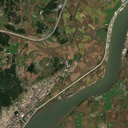 Sentinel-2 satellite image of Kangson enrichment site, 5.1 km across, captured 16 Oct 2025