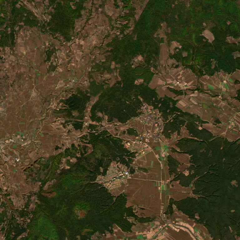 Sentinel-2 satellite image of Camp 22, Hoeryong, 7.7 km across, captured 3 Oct 2025